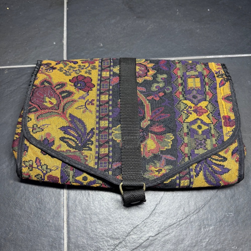 Vintage Oscar de la Renta Designs on Travel Tapestry Hanging Toiletry Bag Floral